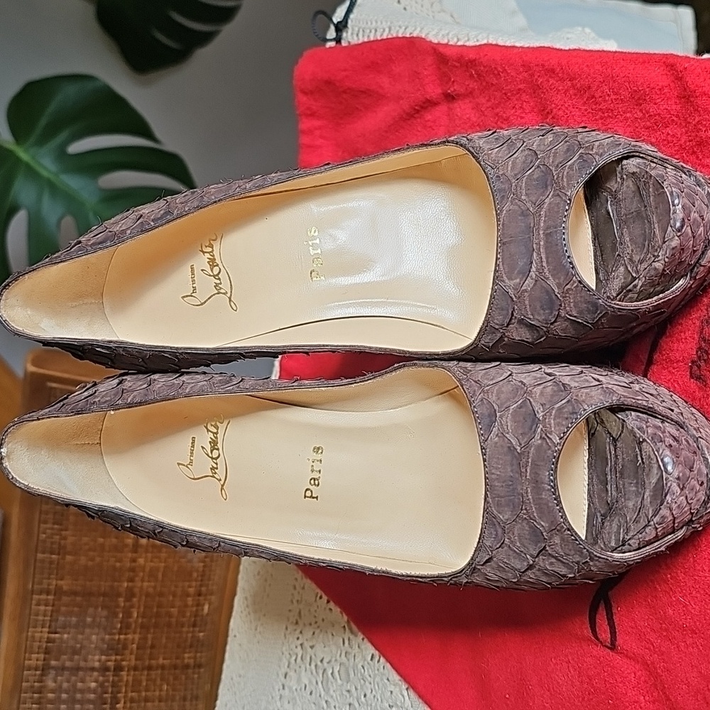 Louboutin Python Peep-Toe Heels - Picture 3 of 13